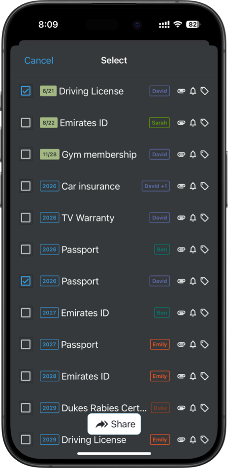 Endlog App Screenshot - Share Sheet
